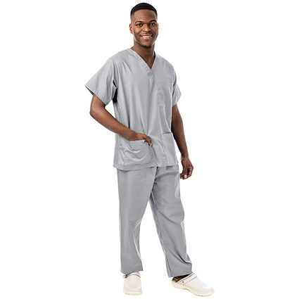 334LW Unisex Lightweight Scrub Top, Pale Grey, Size 3XL