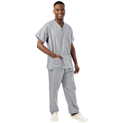 334LW Unisex Lightweight Scrub Top, Pale Grey, Size XL