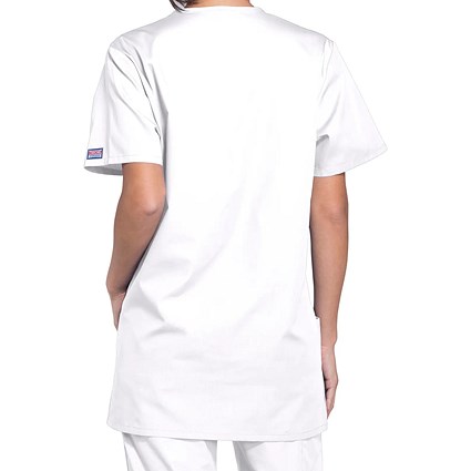 Cherokee Professional V-Neck Scrub Top, White, XS