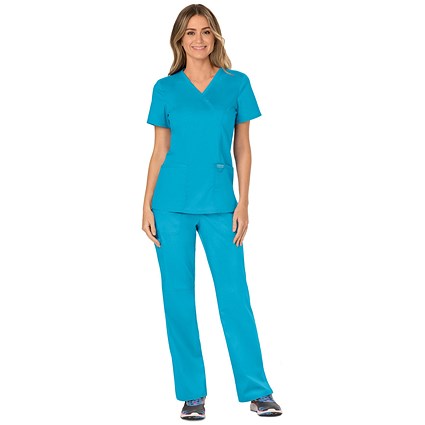 Cherokee Revolution WW610 Mock Wrap Top, Turquoise, Small