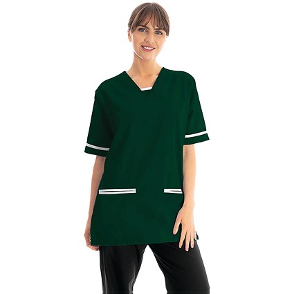 534LW V Neck Lightweight Scrub Top with Trim, Bottle Green, Size, M
