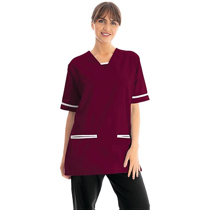 534LW V Neck Lightweight Scrub Top with Trim, Maroon, Size 3XL