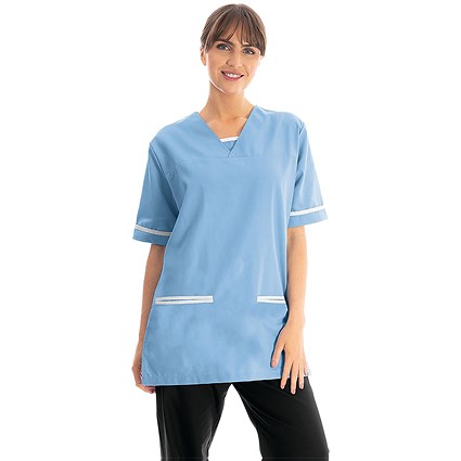534LW V Neck Lightweight Scrub Top with Trim, Ceil Blue, Size XS