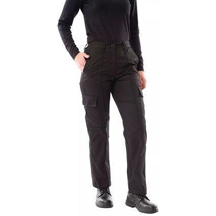 Work in Style Ladies Cargo Trousers, Black, 28