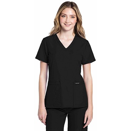 Cherokee Originals Ultra Female V-neck Scrub Top, Black, XS