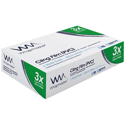 Wrapmaster 3000 Cling Film Refill, 30cm x 300m, Pack of 3