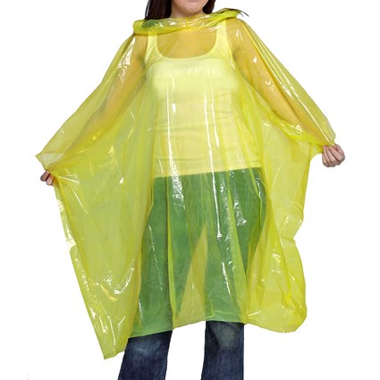 Waterproof Rain Poncho, Assorted Colours, Pack of 250