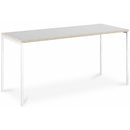 Albion Workstation 1200mm Wide, Light Grey Ply Edge Top, White Frame