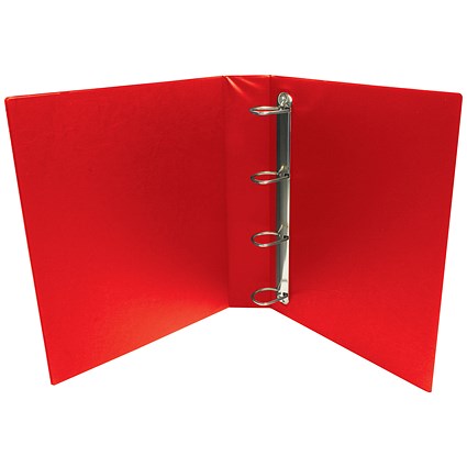 Presentation Ring Binder, A4, 4 D-Ring, 25mm Capacity, Red, Pack of 10