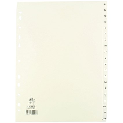 Everyday Plastic Index Dividers, A-Z, Clear Tabs, A4, White