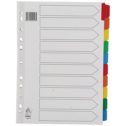 Everyday Reinforced Board Subject Dividers, 10-Part, Blank Multicolour Tabs, A4, White Everyday Reinforced Board Subject Dividers, 10-Part, Blank Multicolour Tabs, A4, White