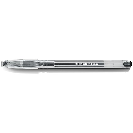 Black Gel Pens, Transparent Barrel, Medium Tip, Pack of 10