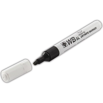 Black Whiteboard Markers, Chisel Tip, Pack of 10