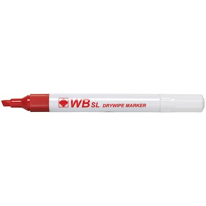 Red Whiteboard Marker, Chisel Tip, Pack of 10