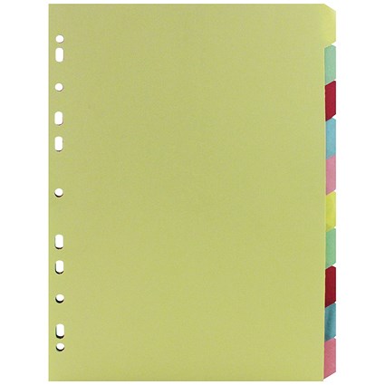 Everyday Subject Dividers, 10-Part, Blank Multicolour Tabs, A4, Multicolour