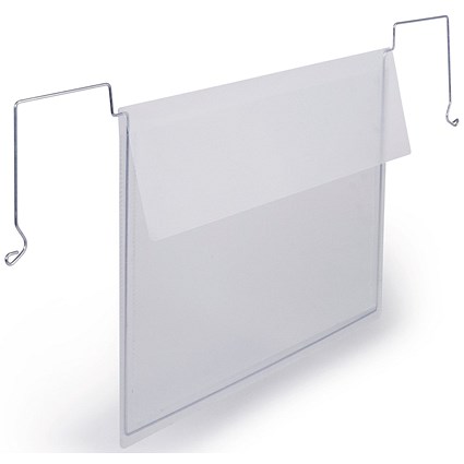 Durable Wire Hanging Document Pocket Ticket Holders with Flaps A5 Clear (Pack 50)