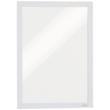 Durable Duraframe Self Adhesive Signage Frame, A4, White, Pack of 2