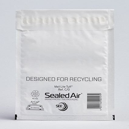 Sealed Air Mail Lite Tuff Bubble Envelopes, Size C/0(150x210mm), White, Pack of 1000