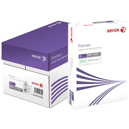 Xerox A4 Premier Paper, White, 100gsm, Box (5 x 500 Sheets) Xerox A4 Premier Paper, White, 100gsm, Box (5 x 500 Sheets)