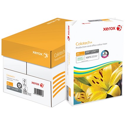 Xerox Colotech+ A4 Paper, White, 200gsm, Box (4 x 250 Sheets)