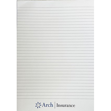 Arch Insurance Printed Notepad, A4, Pack of 50