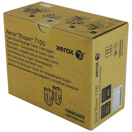 Xerox Phaser 7100 Cyan High Yield Laser Toner Cartridge - Pack of 2
