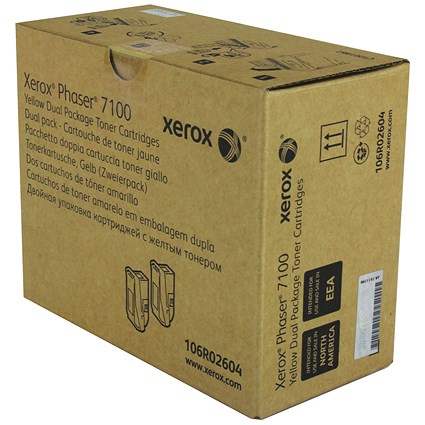 Xerox Phaser 7100 Yellow High Yield Laser Toner Cartridge - Pack of 2