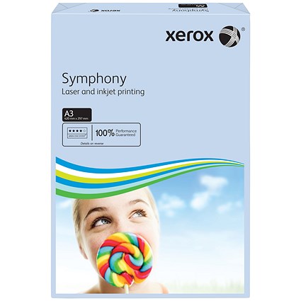 Xerox A3 Symphony Coloured Paper, Pastel Blue, 80gsm, Ream (500 Sheets)