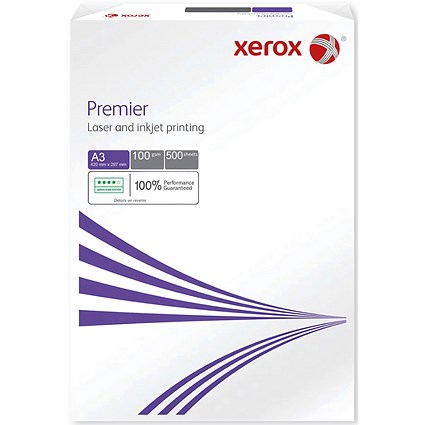 Xerox A3 Premier Paper, White, 100gsm, Ream (500 Sheets) Xerox A3 Premier Paper, White, 100gsm, Ream (500 Sheets)