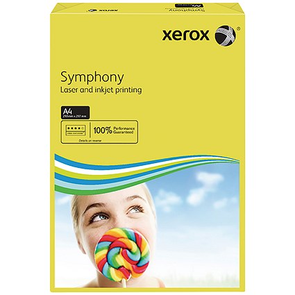 Xerox A4 Symphony Coloured Paper, Deep Yellow, 80gsm, Ream (500 Sheets)