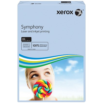 Xerox Symphony Tints Paper - Pastel Blue, A4, 80gsm, Ream (500 Sheets)