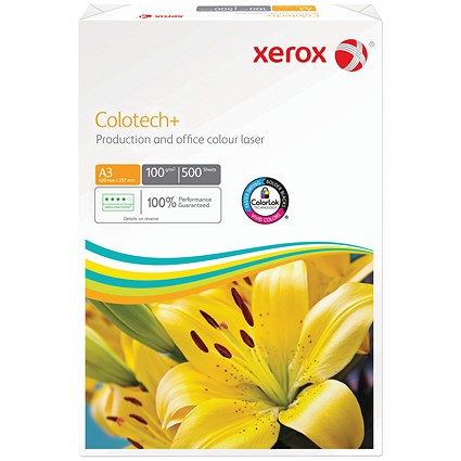 Xerox A3 Colotech+ Paper, White, 100gsm, Ream (500 Sheets) Xerox A3 Colotech+ Paper, White, 100gsm, Ream (500 Sheets)