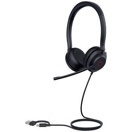 Yealink UH35 Dual Wired On-ear Headset USB-A USB Certified for Microsoft Teams Black 1308163