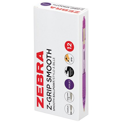 Zebra Z-Grip Retractable Ballpoint Violet Pack of 12