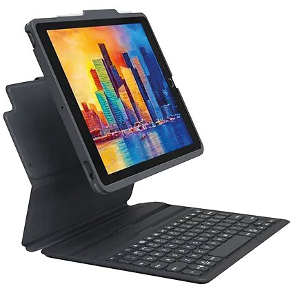 Zagg Pro Keys iPad 10.2 Wireless Keyboard with Trackpad and Detachable Case, Black and Grey
