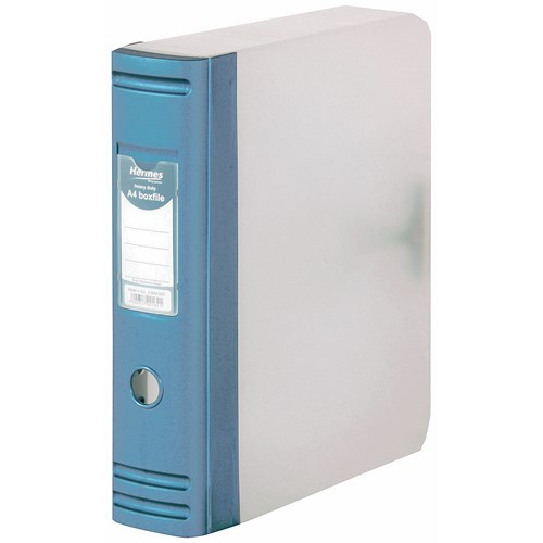 Hermes Plastic Box File / 80mm Spine / A4 / Metallic Blue