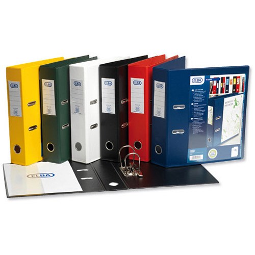 Elba Lever Arch File with Clear PVC Cover 70mm Spine A4 Assorted [Pack 10]