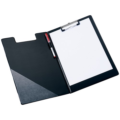 5 Star Foldover Clipboard with Front Pocket / Foolscap / Black