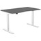 Zoom Sit-Stand Desk with Double Purpose Scallop, White Leg, 1400mm, Graphite Top