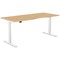 Zoom Sit-Stand Desk with Double Purpose Scallop, White Leg, 1800mm, Beech Top