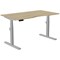 Leap Sit-Stand Desk with Scallop, Silver Leg, 1400mm, Urban Oak Top