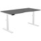 Leap Sit-Stand Desk with Scallop, White Leg, 1600mm, Graphite Top