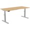 Leap Sit-Stand Desk with Scallop, Silver Leg, 1800mm, Beech Top