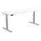 Leap Sit-Stand Desk with Scallop, Silver Leg, 1800mm, White Top