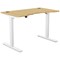 Zoom Sit-Stand Curved Desk with Portals, White Leg, 1200mm, Bamboo Top