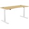 Zoom Sit-Stand Curved Desk with Portals, White Leg, 1600mm, Bamboo Top