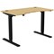 Zoom Sit-Stand Curved Desk with Portals, Black Leg, 1200mm, Bamboo Top