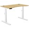 Leap Sit-Stand Curved Desk with Portals, White Leg, 1200mm, Bamboo Top
