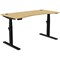 Leap Sit-Stand Curved Desk with Portals, Black Leg, 1400mm, Bamboo Top