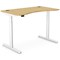RoundE Height-Adjustable Curved Desk with Portals, White Leg, 1200mm, Bamboo Top
